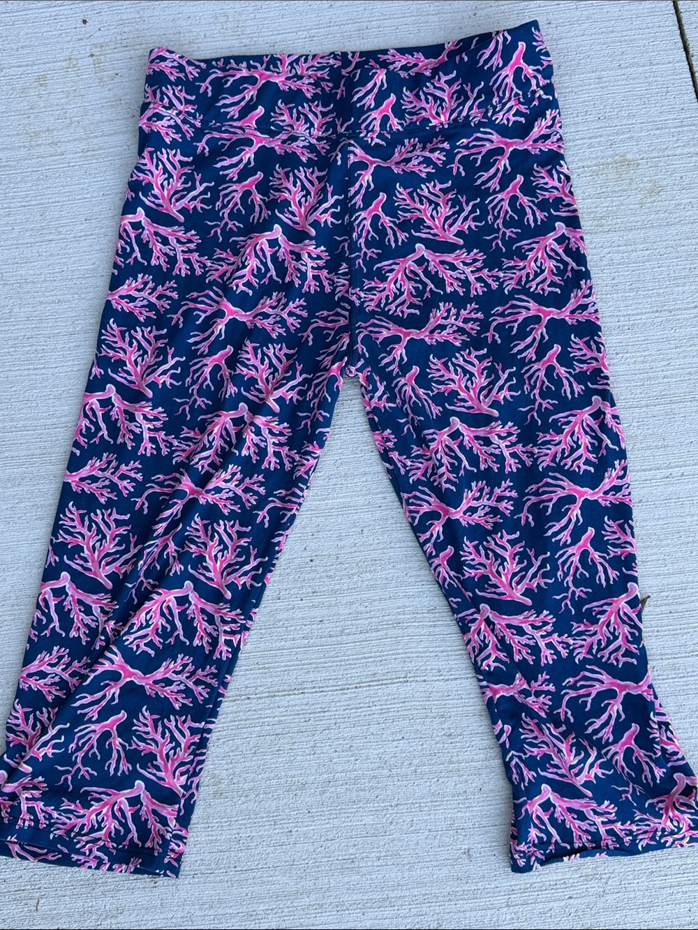 Simply Southern Navy Leggings with Pink Coral Print